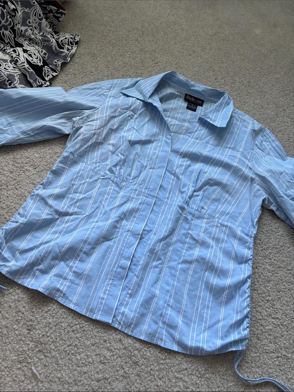 Style & Co. Light Blue and White Striped Shirt - Picture 4 of 5